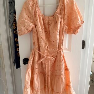Guess Peach Eyelet Women Dress
